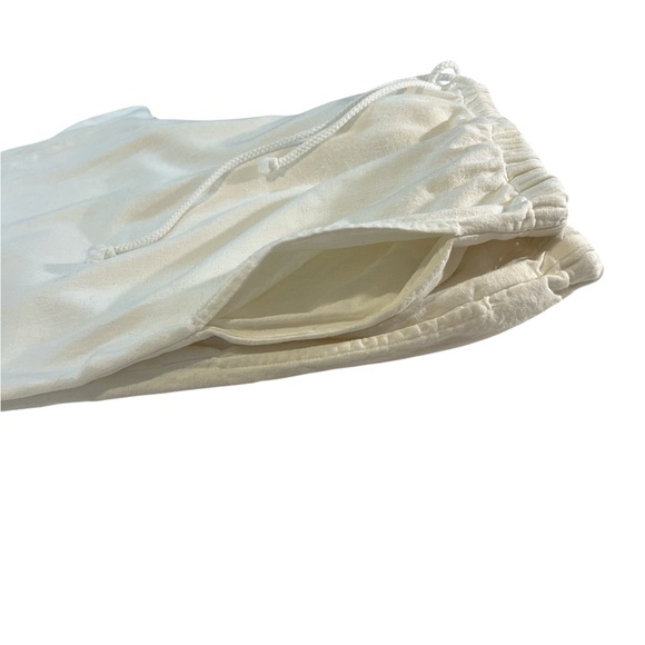 Aeropostale Linen Wide Leg Pants, Pull On Adjustible Drawstring, White, Size XL - Picture 7 of 9